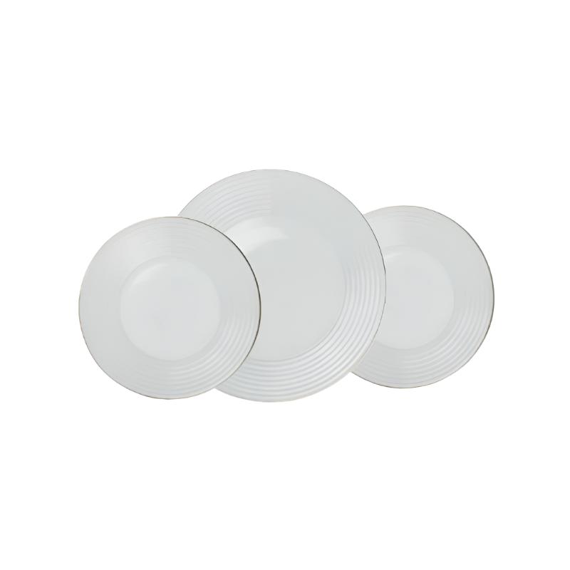 Golden Opal Harena Plain White Dinner Set (Set of 18pcs)