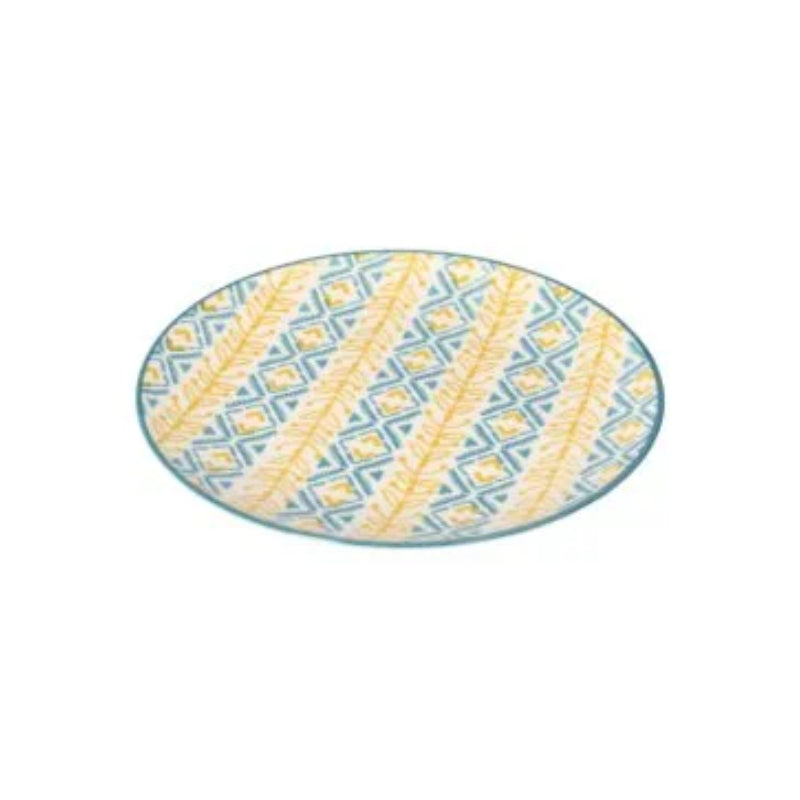 Dinner Serving Oval Flat Plate 5" Yellow & Green