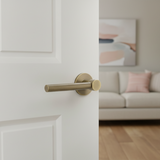 Door Lock Handle On Round Rose Antique Brass