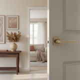 Door Lock Handle On Straight Square Rose AB