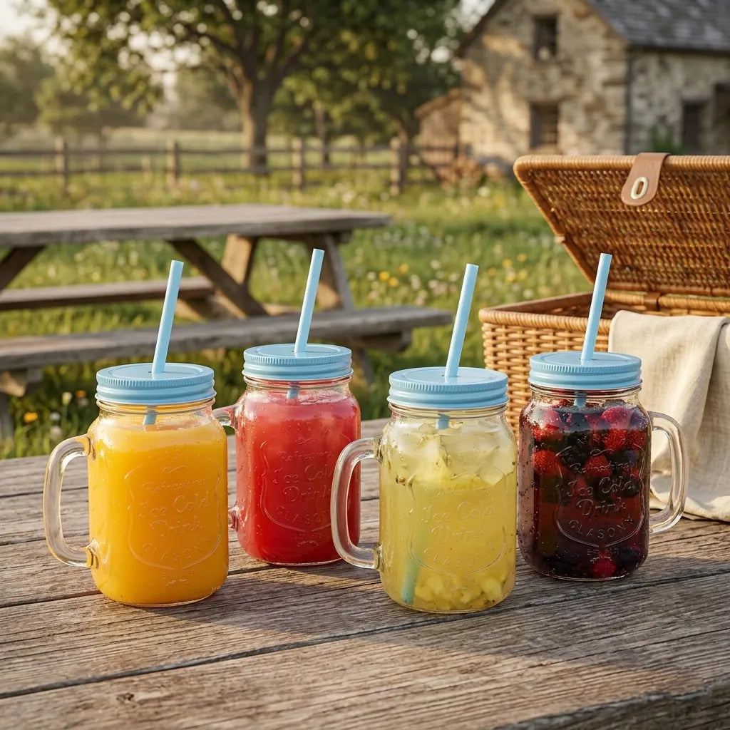 Drinking Glass Set With Straws