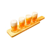 Drinking Beer Glass 160ml With Wooden Tray (Set of 5)