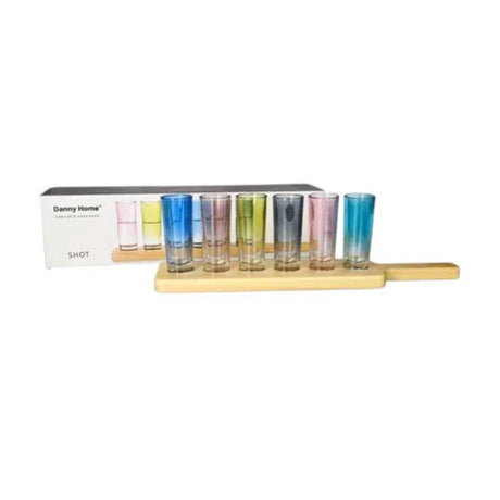 Drinking Glass 60ml With Wooden Tray (Set of 7)