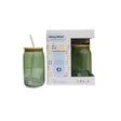 Drinking Glass With Straw & Wooden Lid 480ml