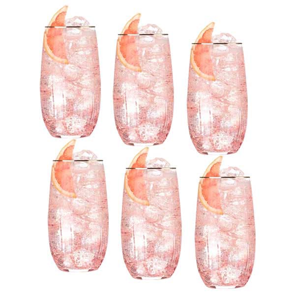 Drinking Serving Glass 410ml Gold Rimmed (Set of 6pcs)