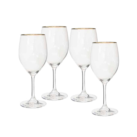 Drinking Serving Golden Rimmed Wine Glass (Set of 4pcs)