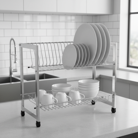 2-Layer Stainless Steel Plate Rack