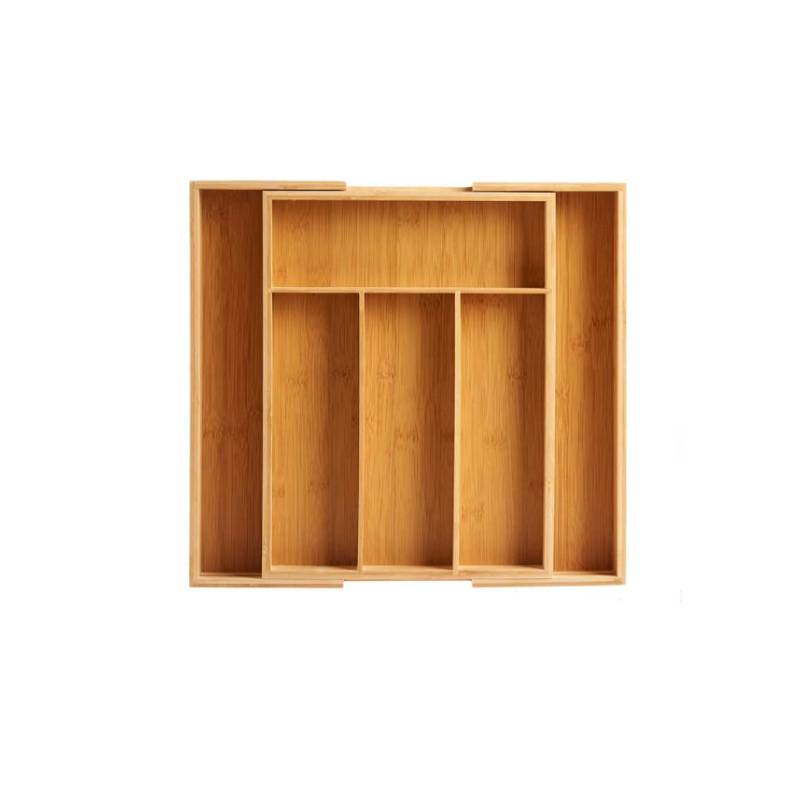 Extensible Bamboo Cutlery Tray 6 Slots