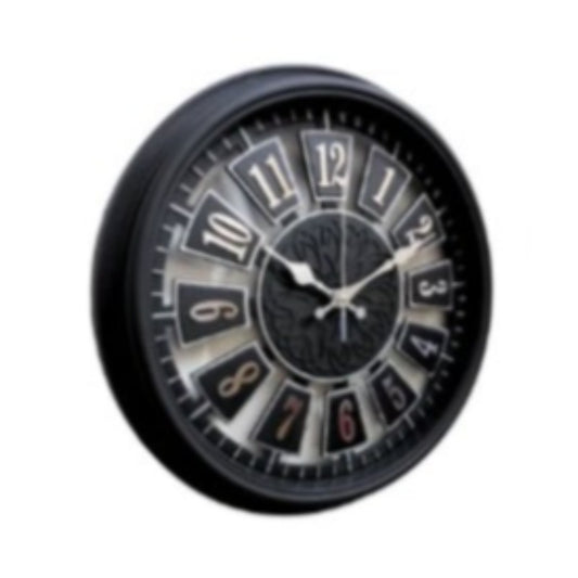 Heritage Wall Clock Trax Black Silver