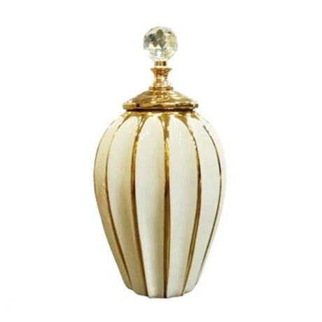 Ceramic Vase White & Gold