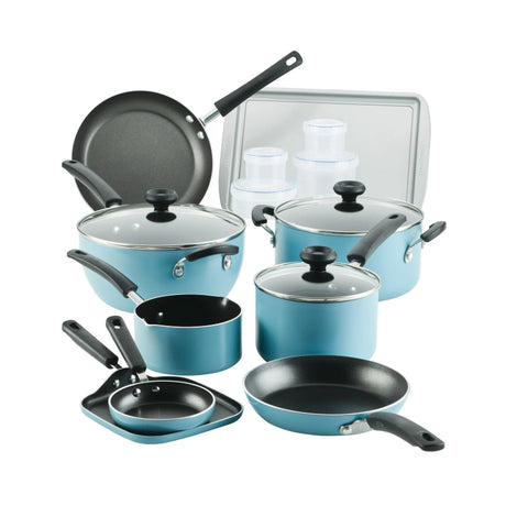 Farberware Cookware Non-Stick Pots and Pans Aqua (Set of 20pcs)