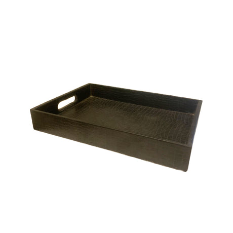 Faux Leather Serving Tray Black