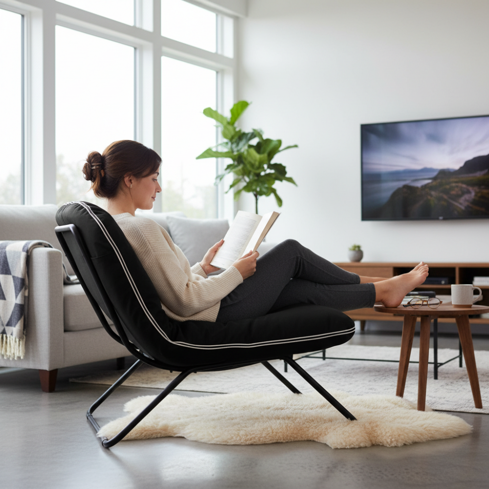 Foldable Lounge Chair Black