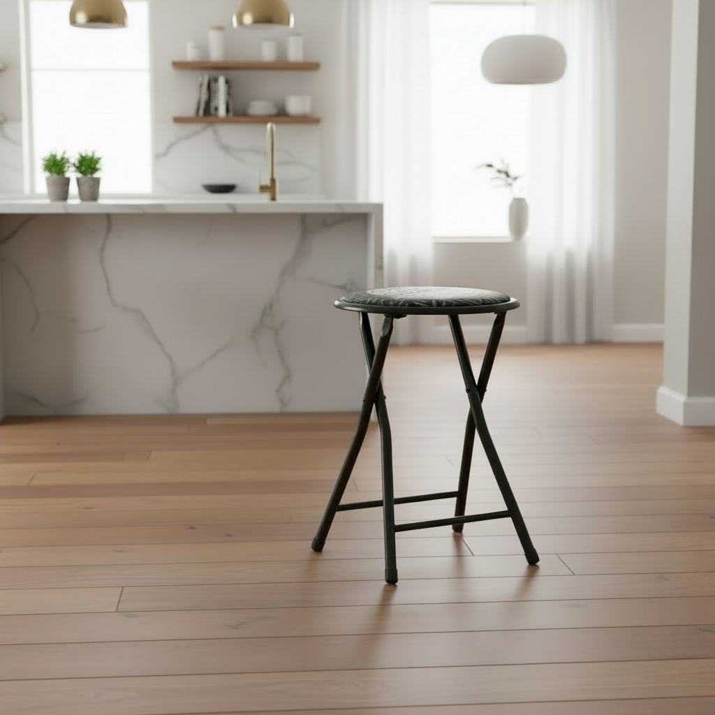 Folding Stool Pvc Matt Black Legs Quality