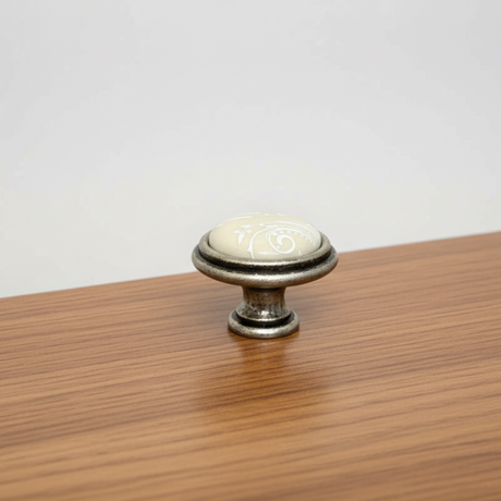 Drawer Porcelain Knob Antique Silver
