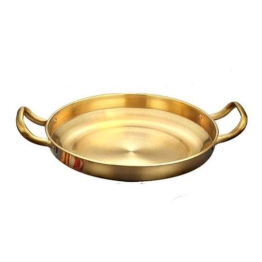 Stainless Steel Gold Plated Paella Pan 28cm