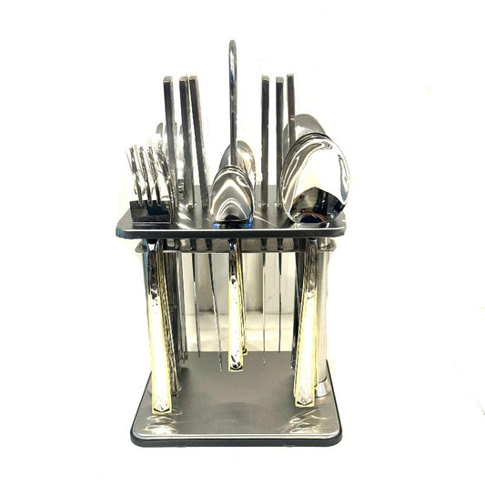 Stainless Steel Cutlery With Stand (Set of 24pcs)