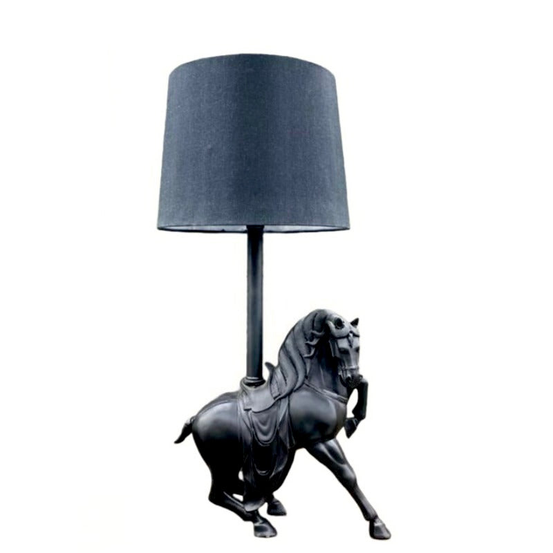 Antique Black Horse Table Lamp