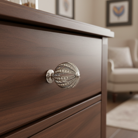 Furniture Knob Swarovski Silver Plated