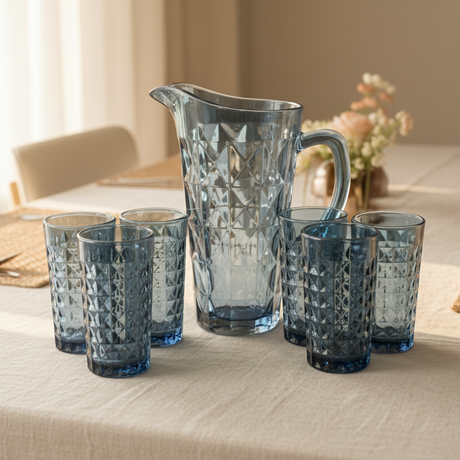 Drinking Glass Water Set Grey (Set of 7)