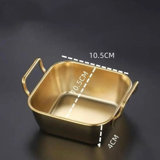 Gold Plated Square Dish With Handle