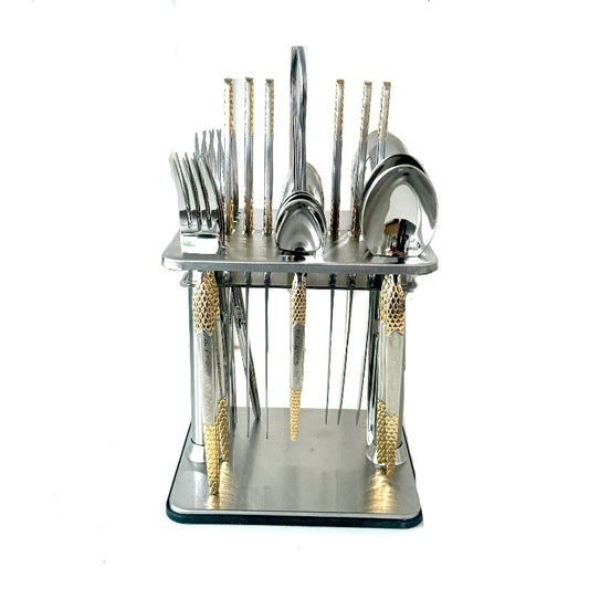 Stainless Steel Cutlery With Stand (Set of 24pcs)