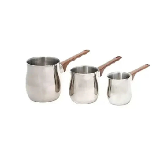 Wood Handle Grain Milk Cup Set of 3