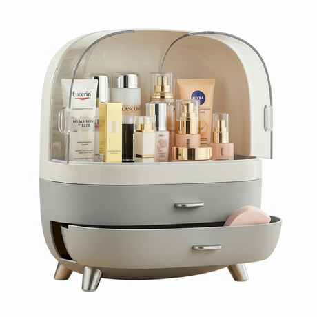 Makeup Organizer With Duo Drawers Grey