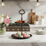 Metal Black 2 Tiers Cake Stand