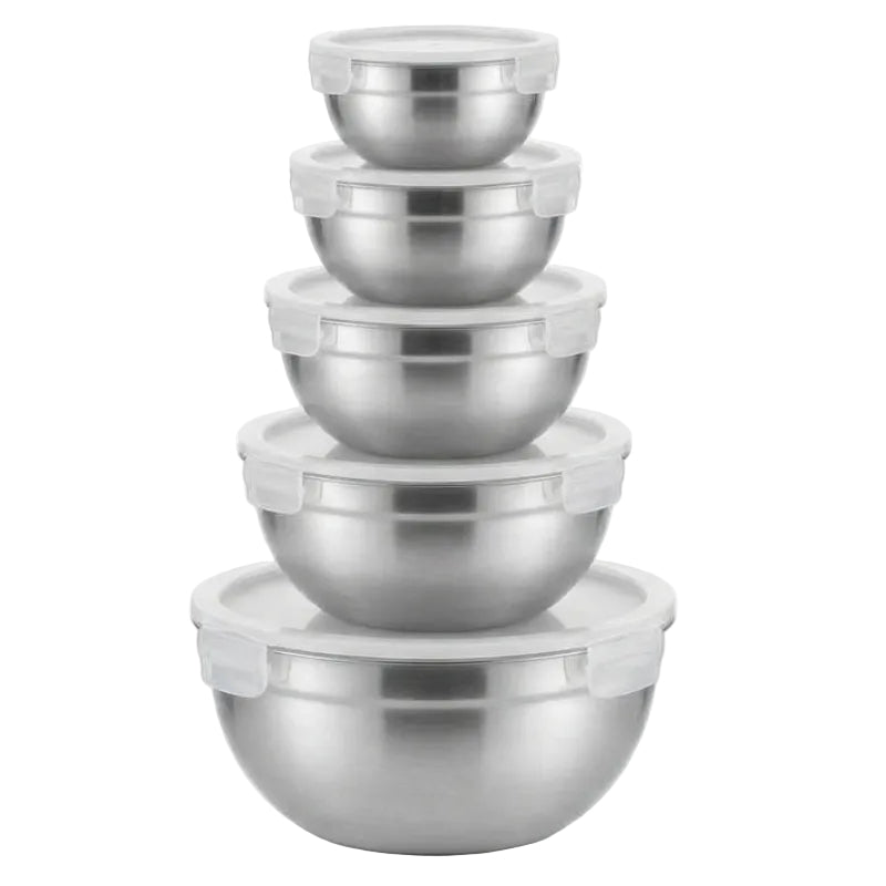Stainless Steel Bowl With Lid Set 5pcs