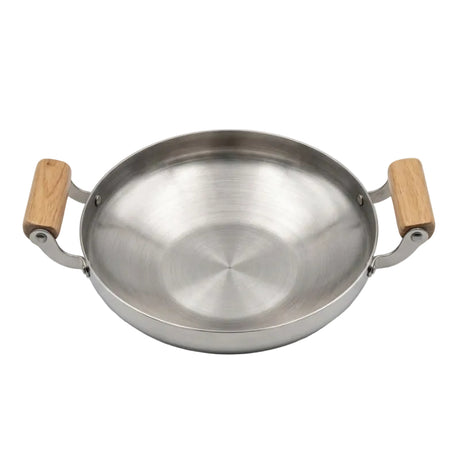 Stainless Steel Karahi With Wooden Handle 30cm