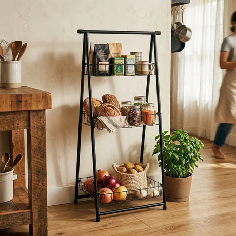 Metal Three Tiers Shelf Black