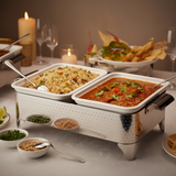 Twin Rectangular Burner Dish With Stand 12"