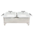 Twin Rectangular Burner Dish With Stand 12"