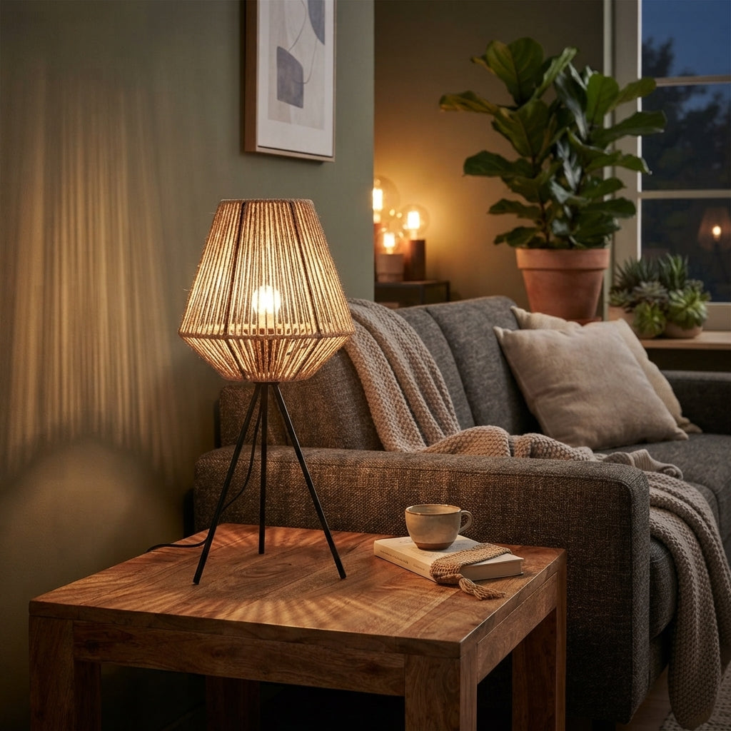 Tripod Lamp Pyramidal Rope
