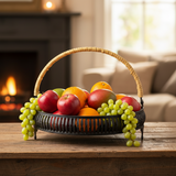 Iron Round Fruit Basket Black