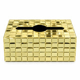 Rectangular Tissue Box Checkered Gold