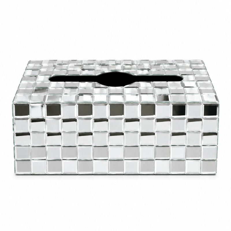 Rectangular Tissue Box Checkered Silver