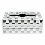 Rectangular Tissue Box Checkered Silver
