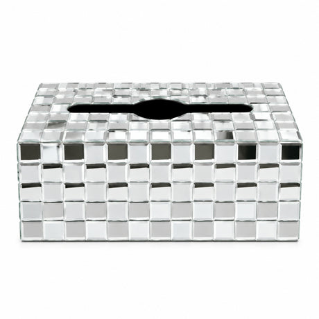 Rectangular Tissue Box Checkered Silver