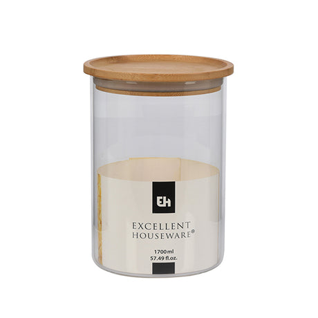 Glass Storage Jar With Bamboo Lid 1.7L