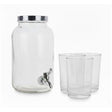 Glass Beverage Dispenser 3L With Four Mugs 390ml