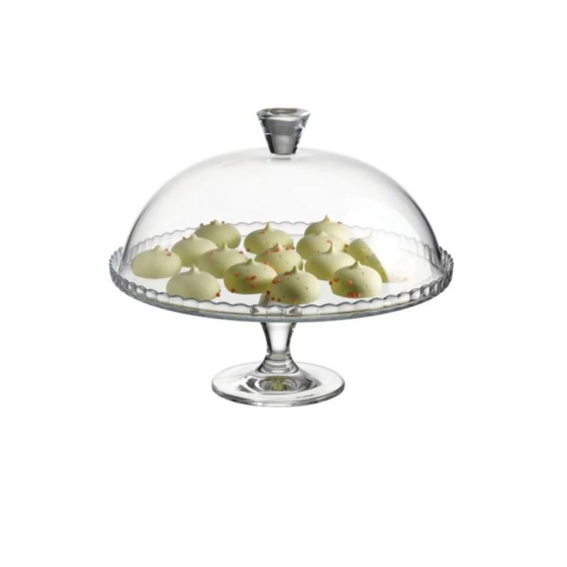 Glass Cake Tin With Feet and Cover 32cm