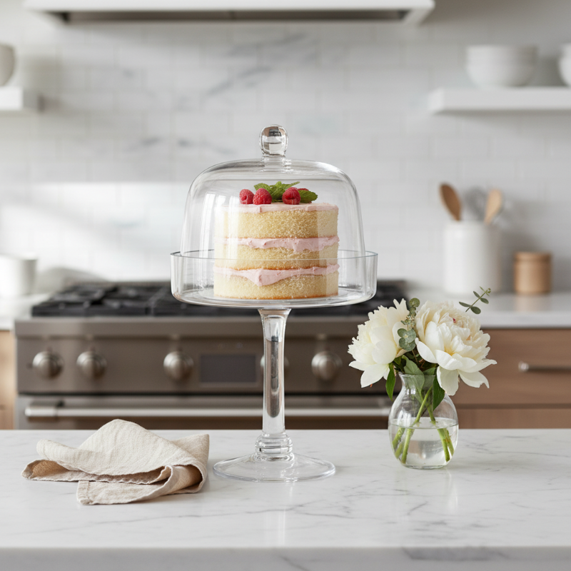 Glass Cheese Platter with Dome 18.8cm