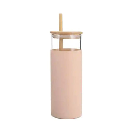 Glass Drink Bottle With Straw 480ml