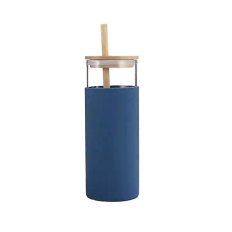 Glass Drink Bottle With Straw 480ml