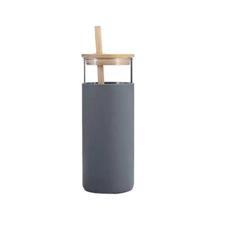 Glass Drink Bottle With Straw 480ml