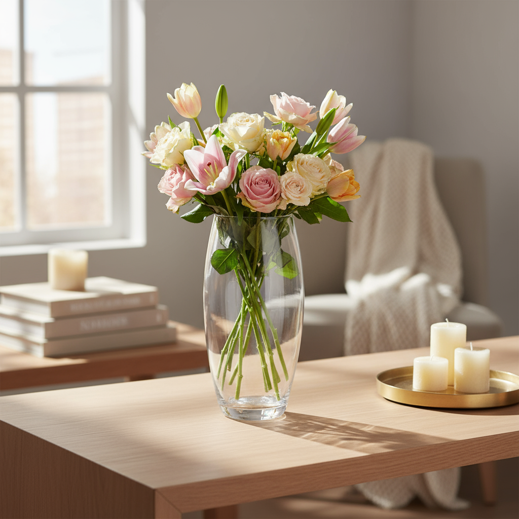 Glass Flower Vase 37cm