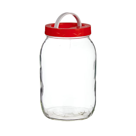 Glass Jar With Red Lid and Handle 2L