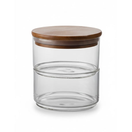Glass Jar with 2 Layers and Wooden Lid 2x400ml